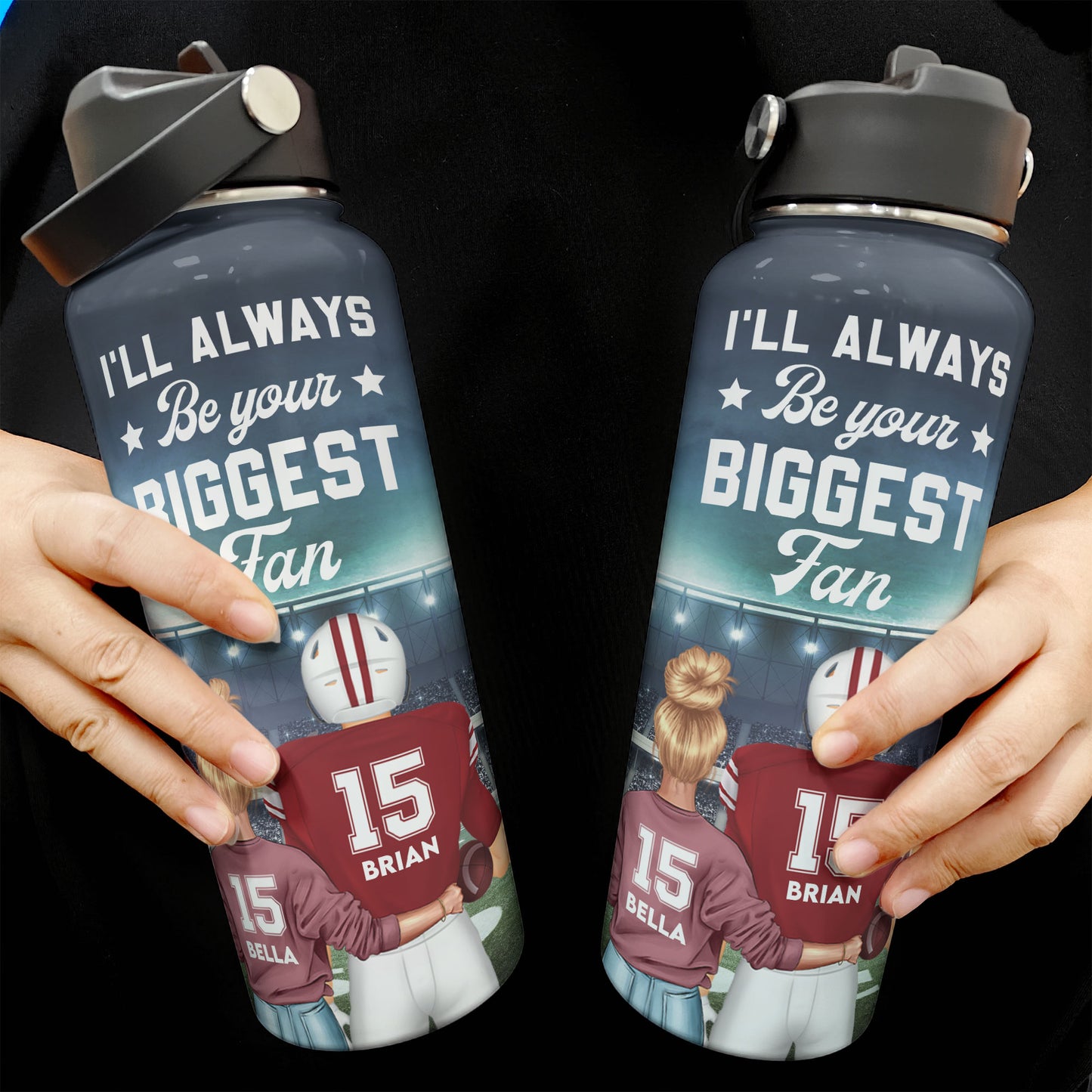 American Football Your Biggest Fan - Personalized Stainless Steel Water Bottle