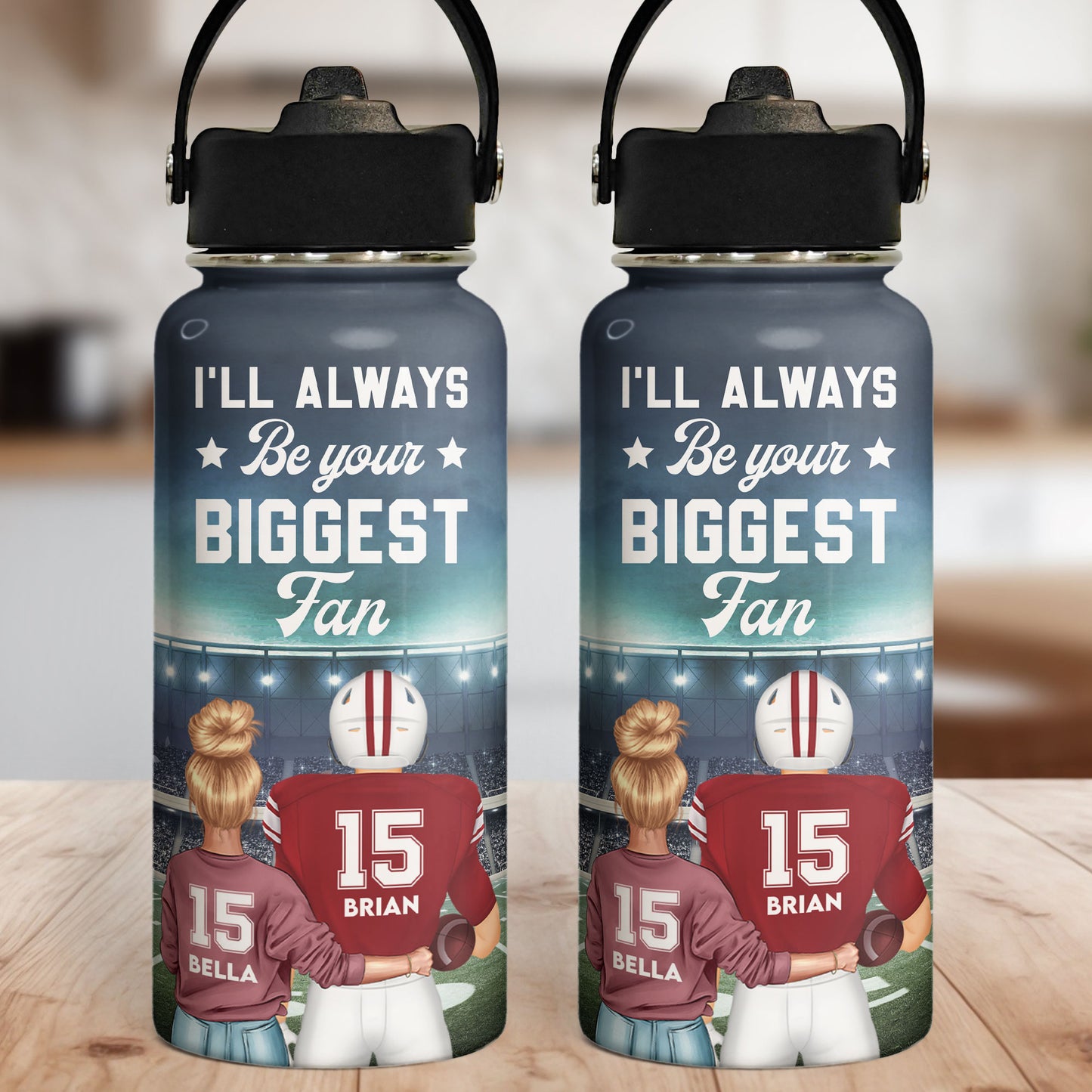 American Football Your Biggest Fan - Personalized Stainless Steel Water Bottle