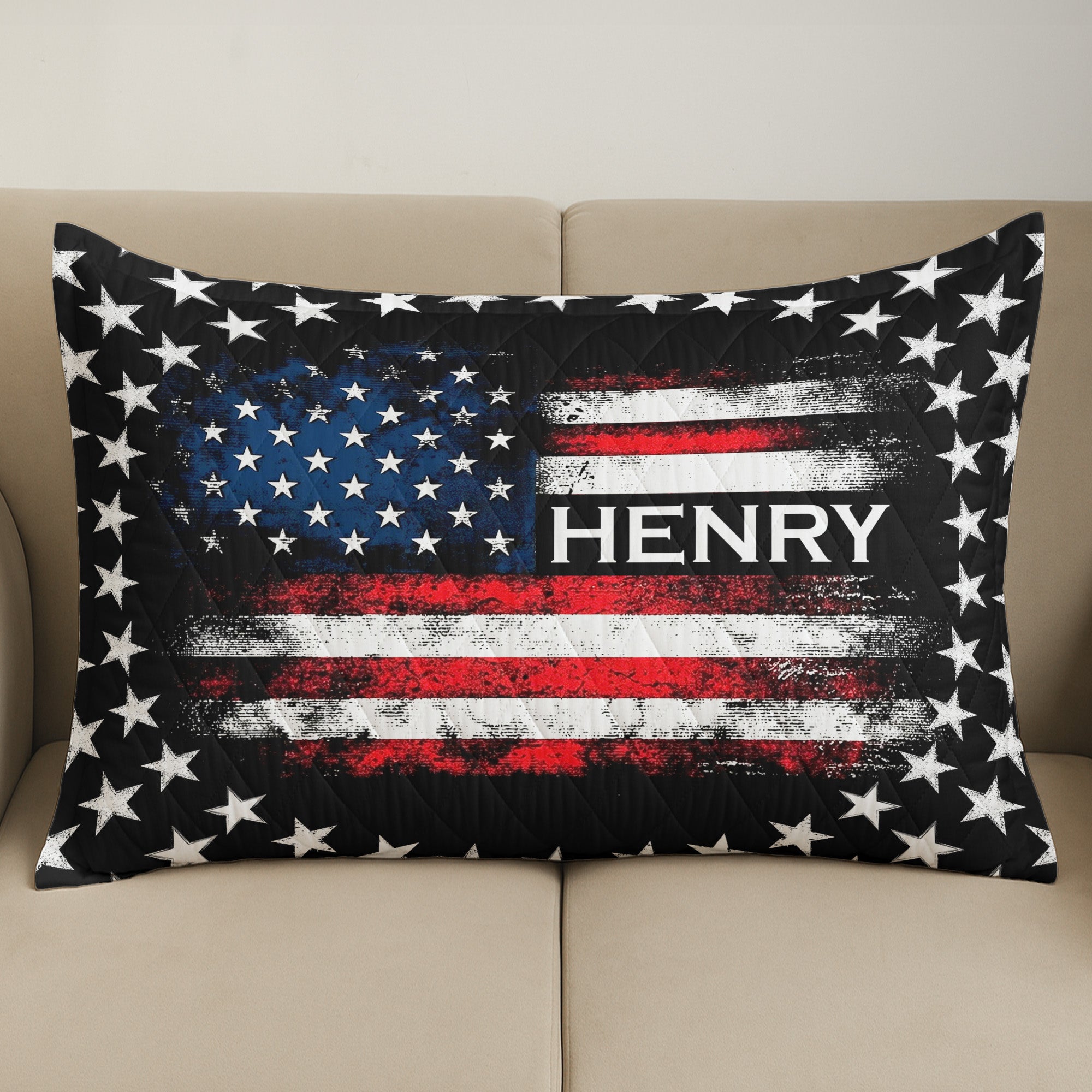 American Freedom Flag Patriotic Design - Custom Quilt Set