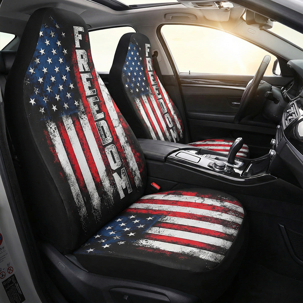 American Freedom Flag Patriotic Design - Personalized Car Seat Cover