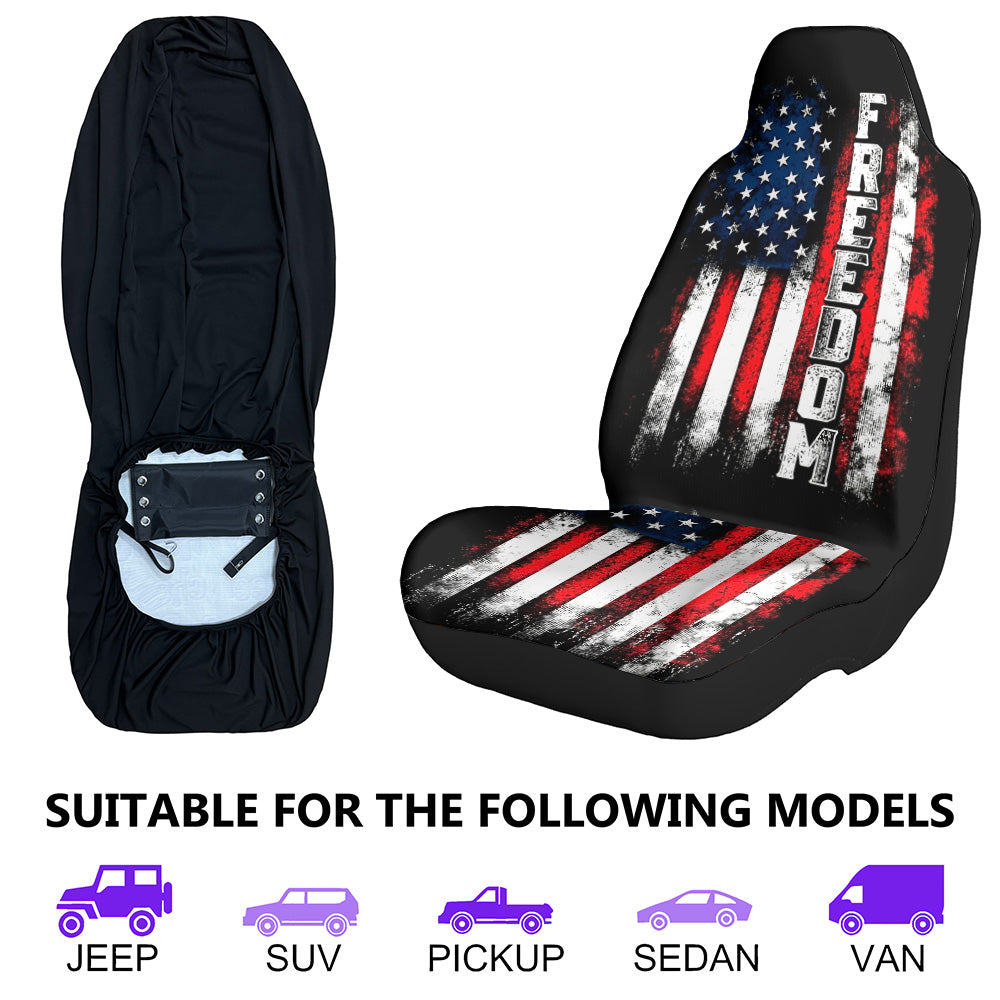 American Freedom Flag Patriotic Design - Personalized Car Seat Cover