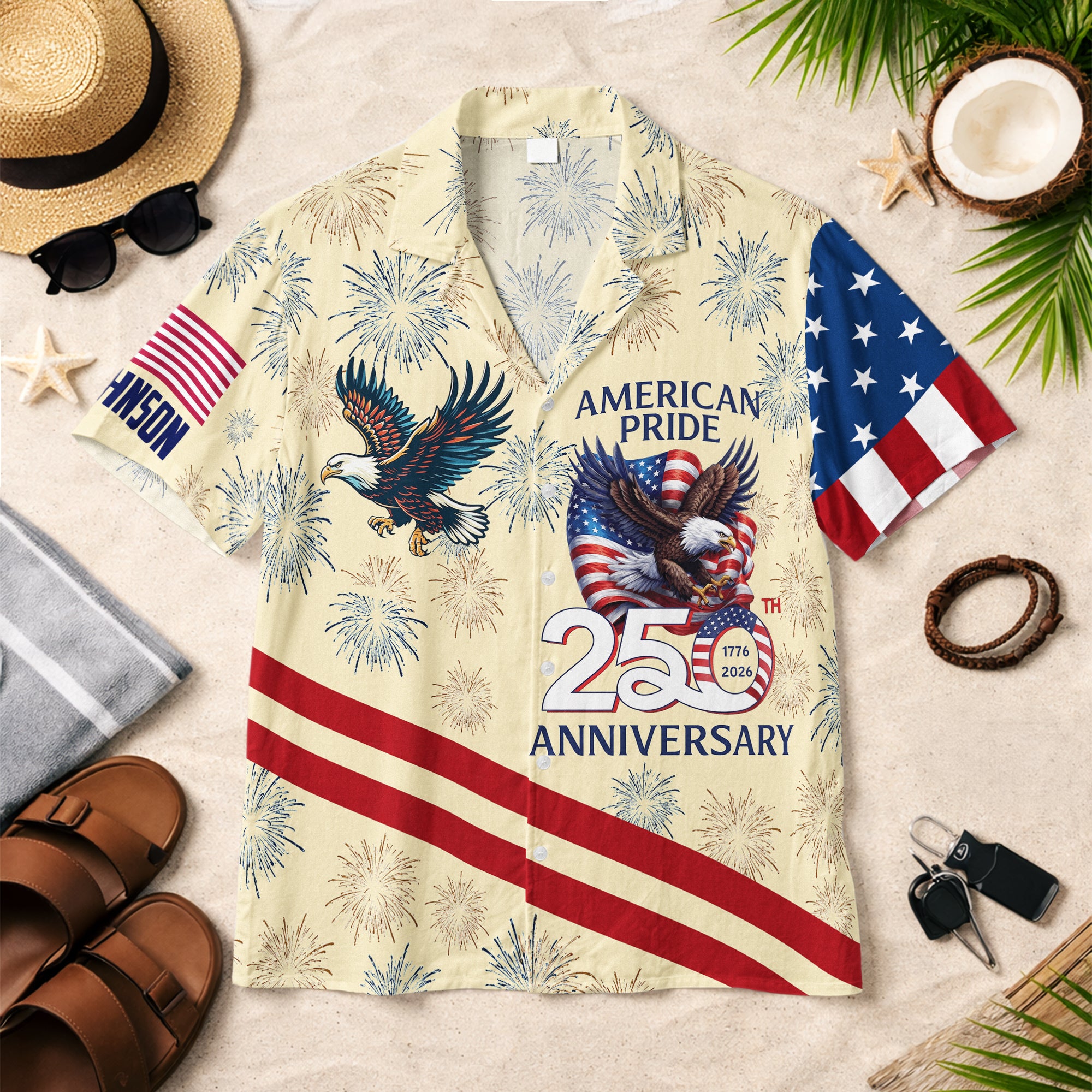 American Pride Patriotic 250Th Anniversary Eagle - Personalized Hawaiian Shirt