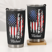 American Freedom Flag Patriotic Design - Personalized Tumbler Cup