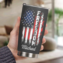 American Freedom Flag Patriotic Design - Personalized Tumbler Cup