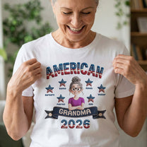 American_Grandma_Faux_Pattern_Personalized_Shirt_2