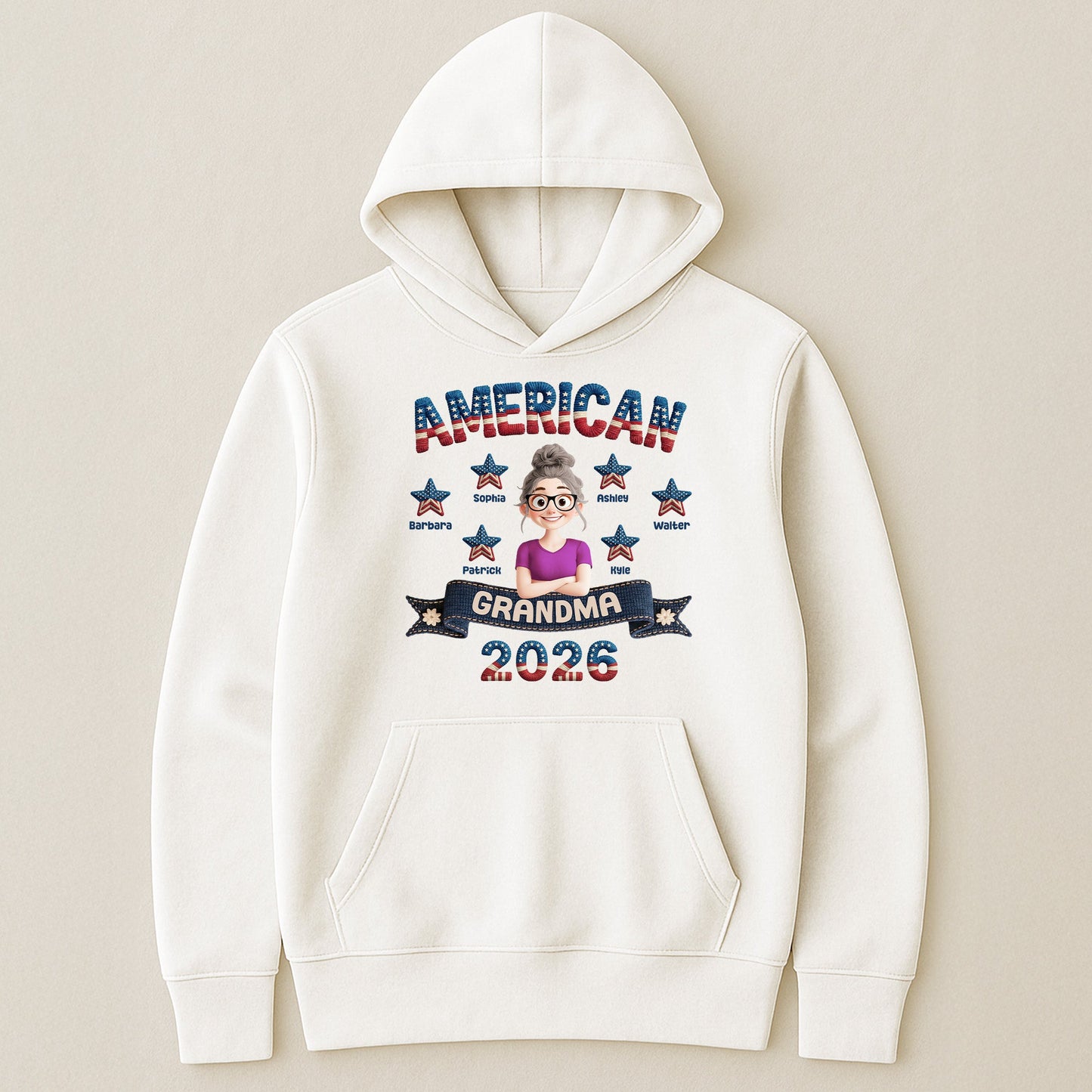American_Grandma_Faux_Pattern_Personalized_Shirt_5