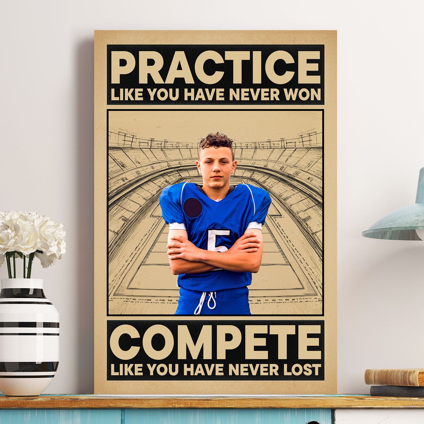 American Football, Practice Like You Have Never Won - Personalized Photo Poster
