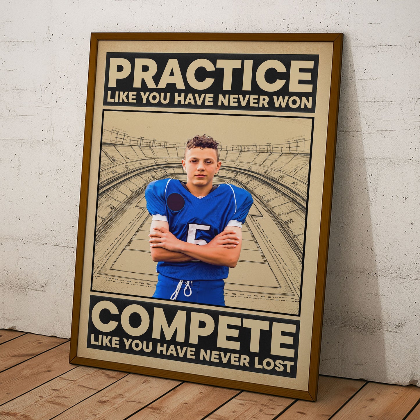 American Football, Practice Like You Have Never Won - Personalized Photo Poster