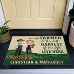 An Old Farmer And The Best Harvest Of His Life Live Here - Personalized Doormat
