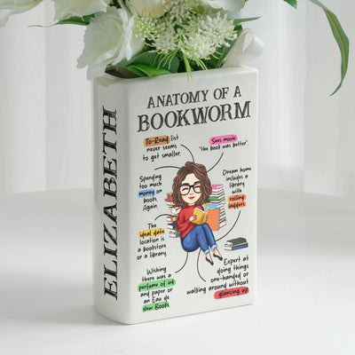 Anatomy Of A Bookworm - Personalized Ceramic Book Vase