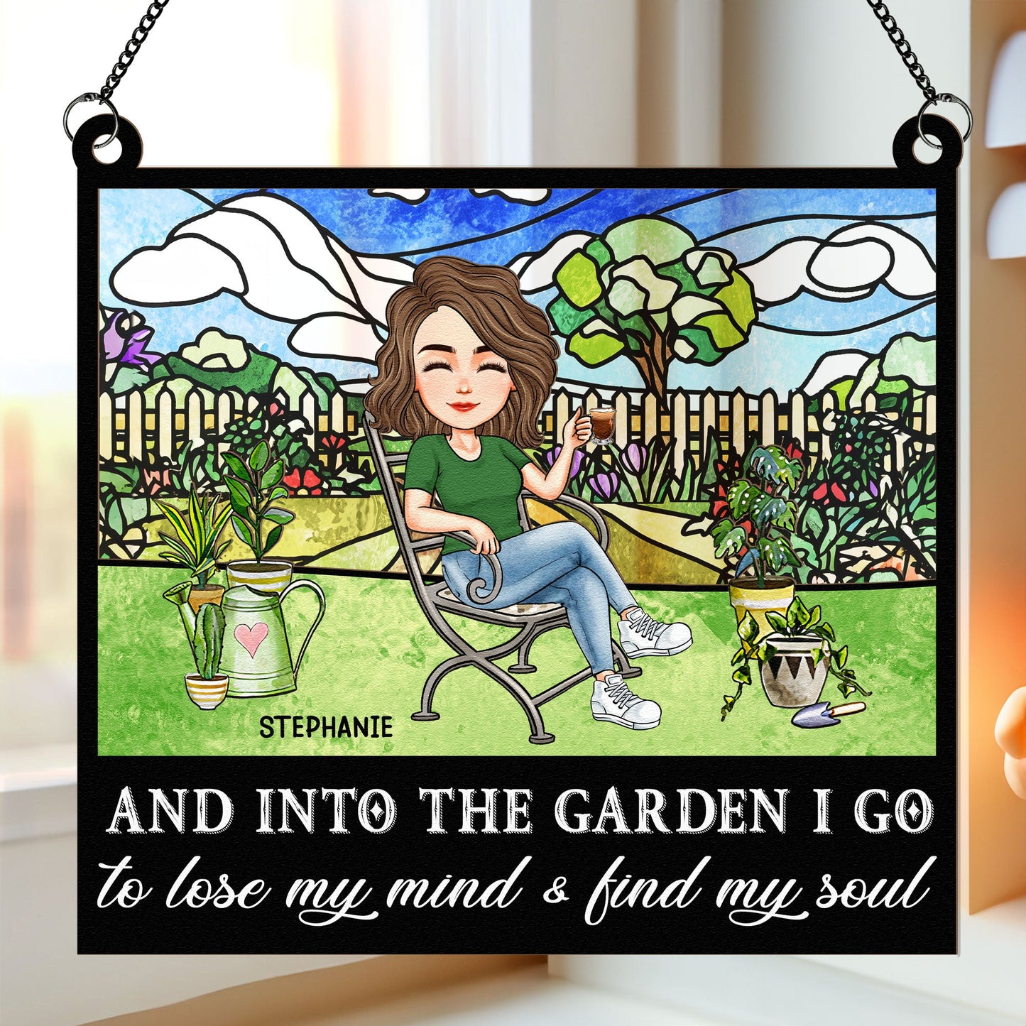 And Into The Garden I Go Gardening - Personalized Window Hanging Suncatcher Ornament