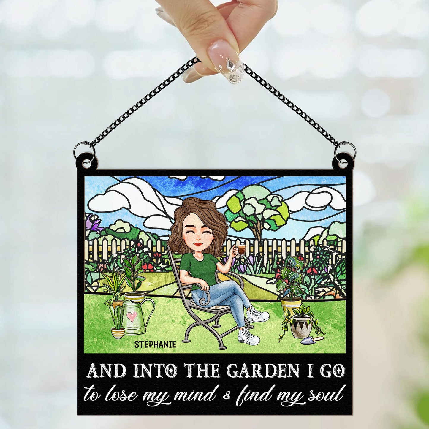 And Into The Garden I Go Gardening - Personalized Window Hanging Suncatcher Ornament