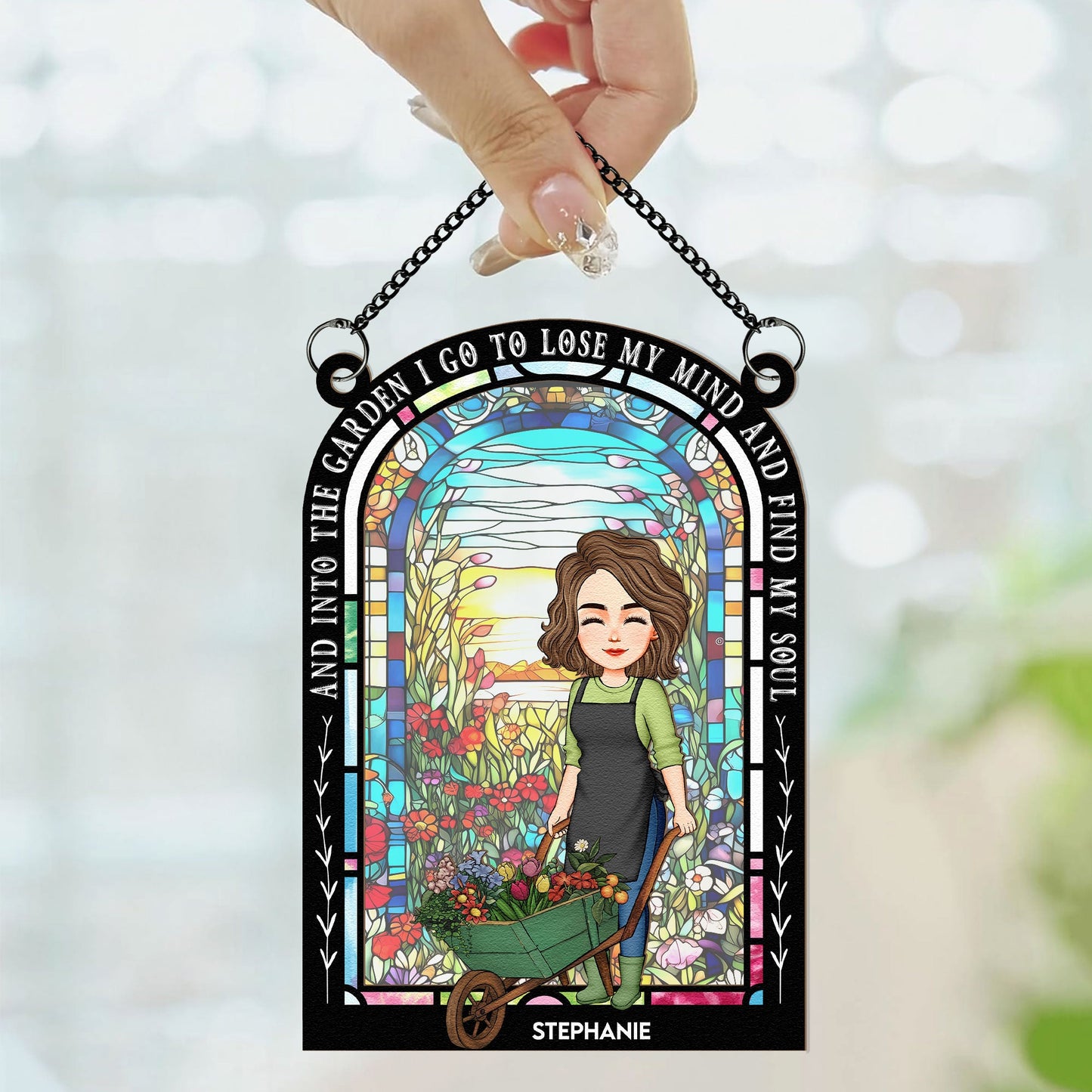 And Into The Garden I Go - Personalized Window Hanging Suncatcher Ornament