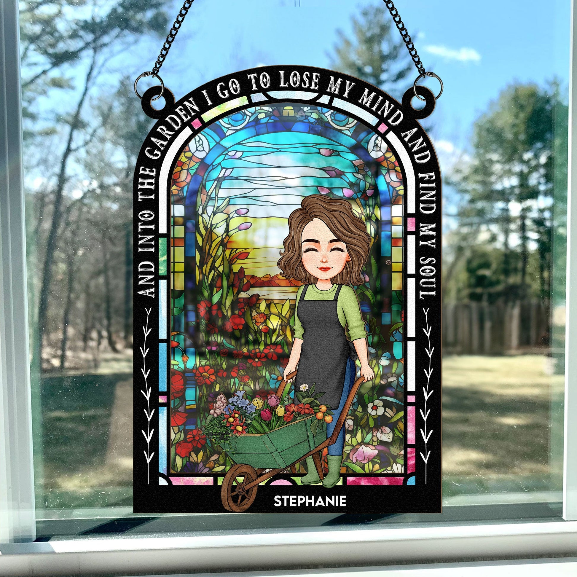 And Into The Garden I Go - Personalized Window Hanging Suncatcher Ornament