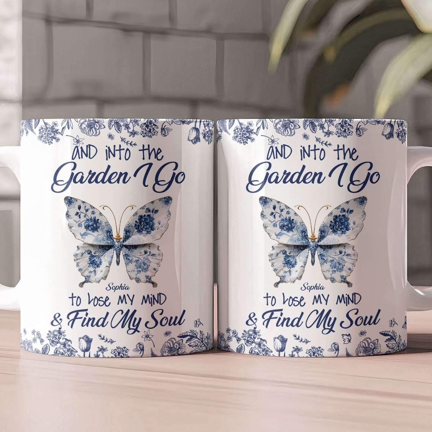 And Into The Garden I Go To Lose My Mind Toile De Jouy Butterfly - Personalized Mug