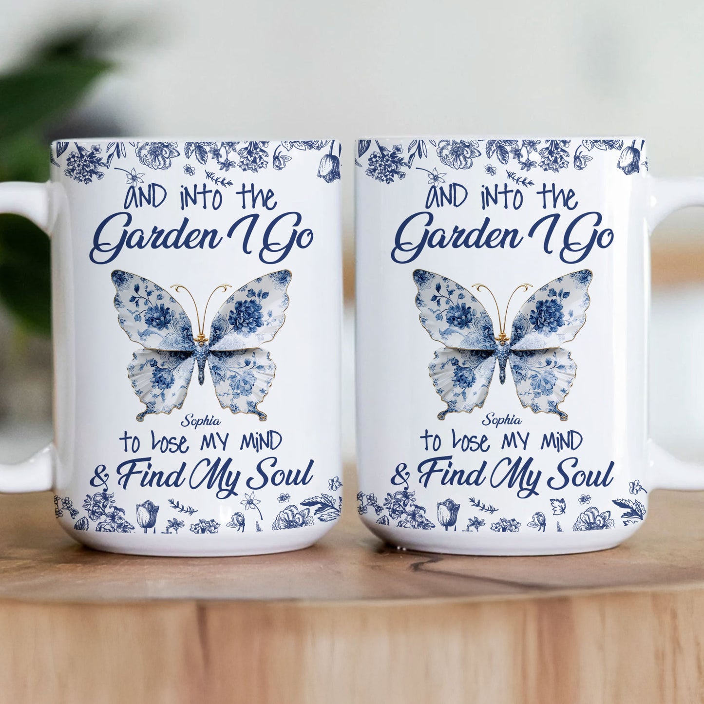 And Into The Garden I Go To Lose My Mind Toile De Jouy Butterfly - Personalized Mug