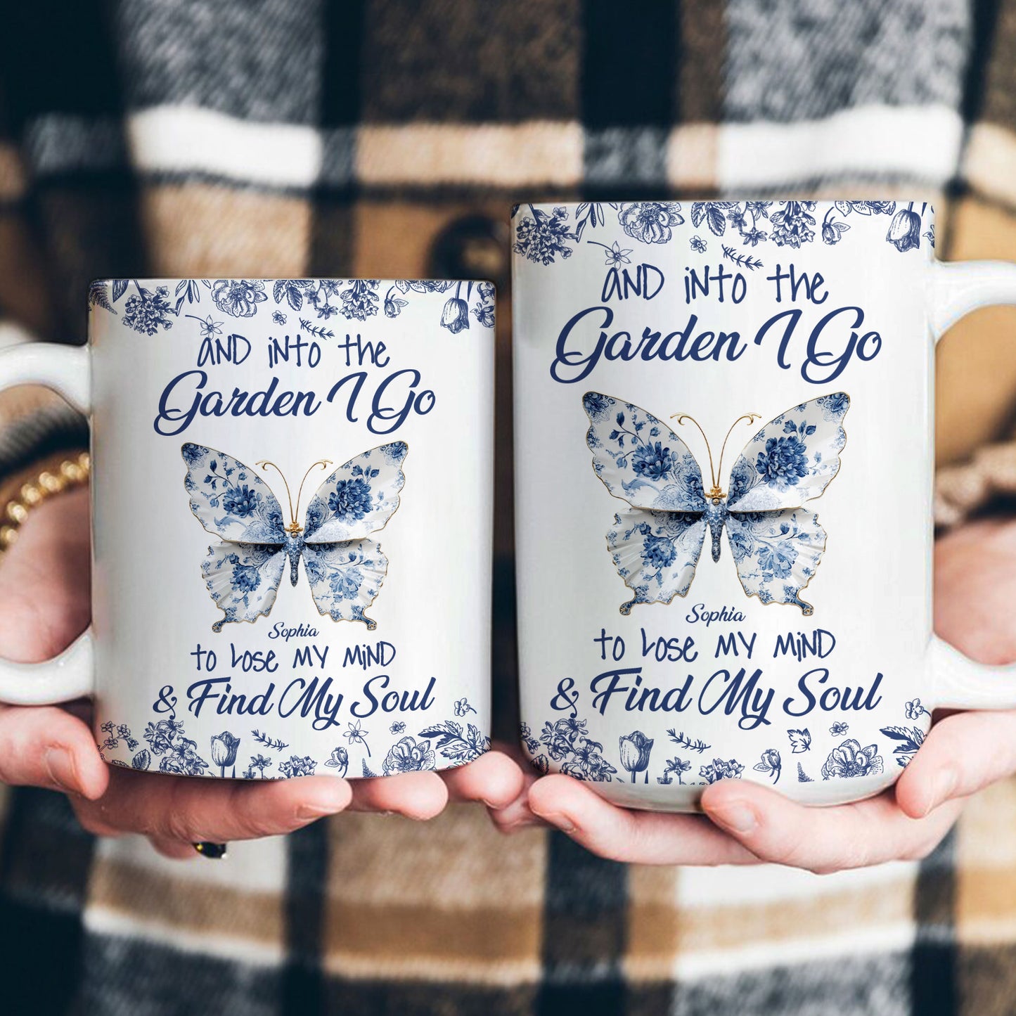 And Into The Garden I Go To Lose My Mind Toile De Jouy Butterfly - Personalized Mug