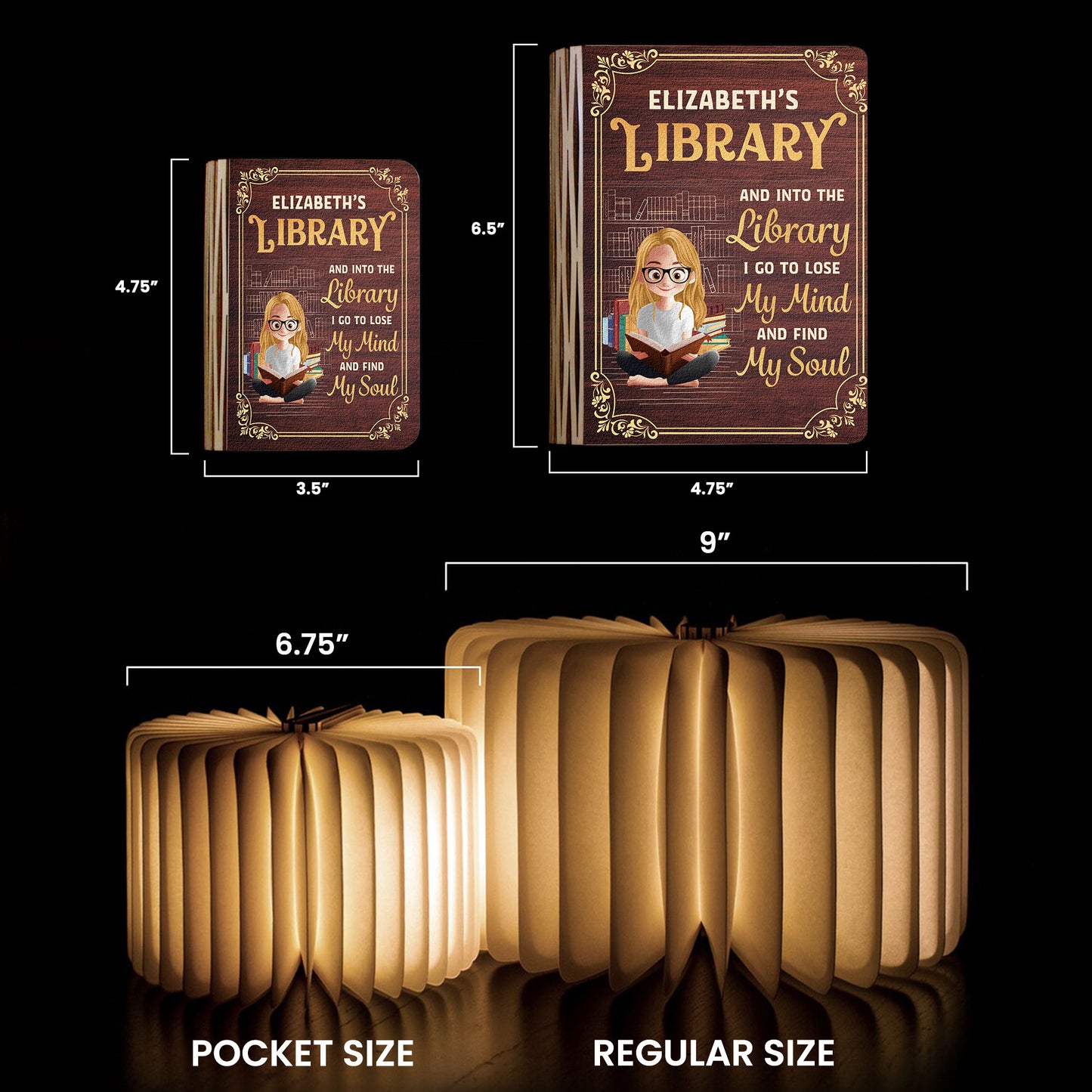 And Into The Library I Go To Lose My Mind And Find My Soul - Personalized Book Lamp