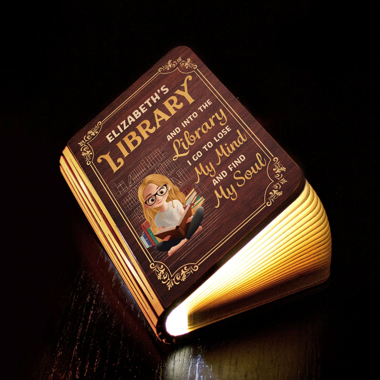 And Into The Library I Go To Lose My Mind And Find My Soul - Personalized Book Lamp