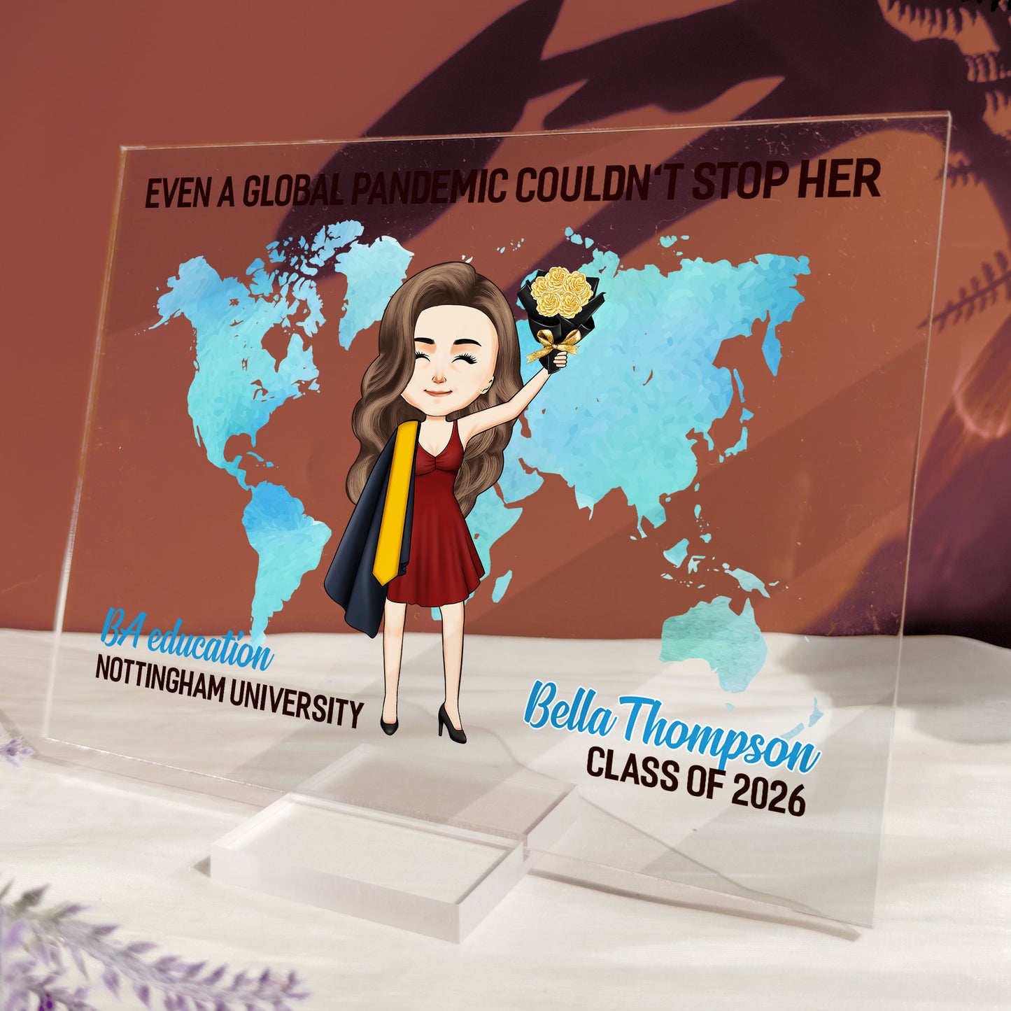 And Off She Went To Change The World - Personalized Acrylic Plaque