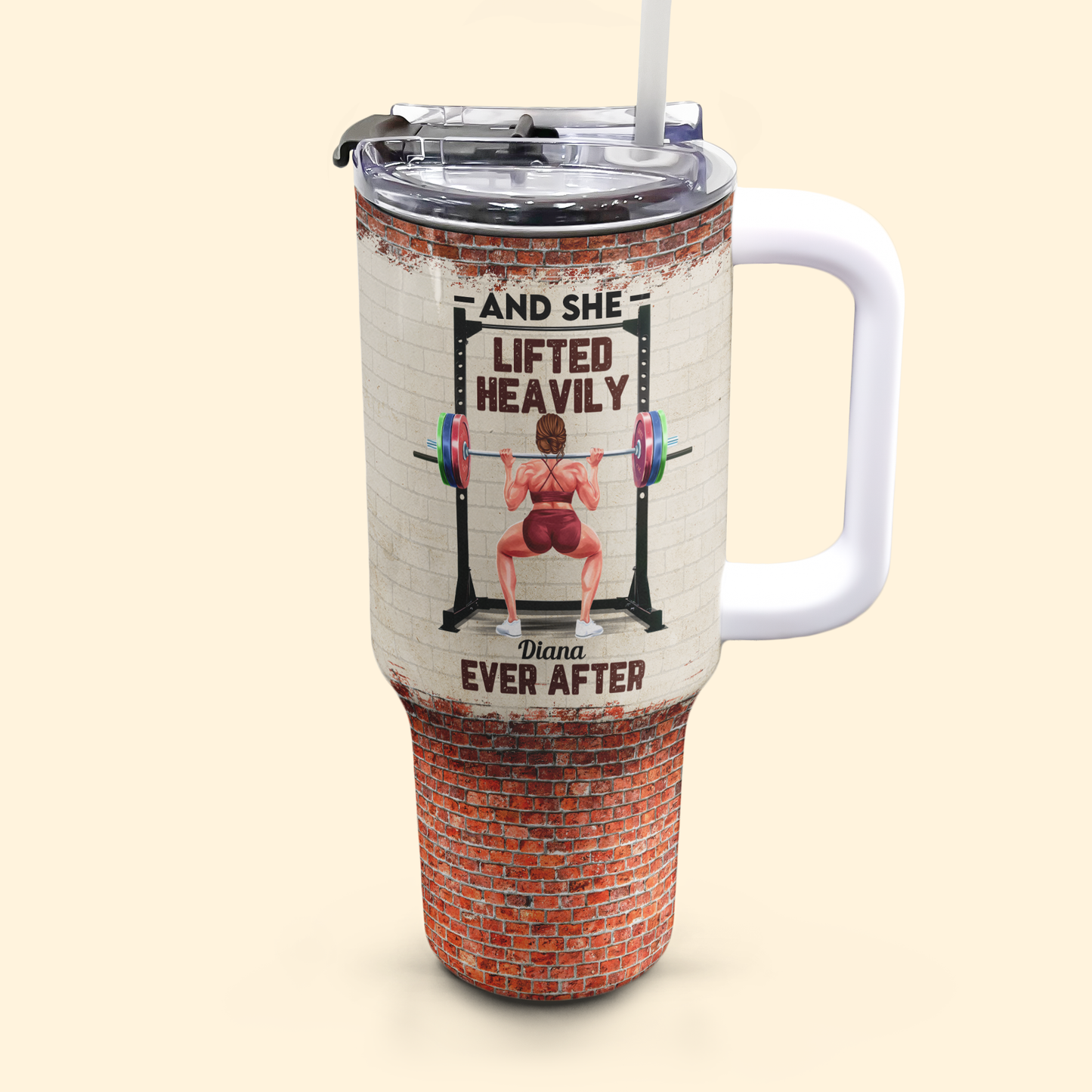 And She Lifted Heavily Ever After - Personalized 40oz Tumbler With Straw