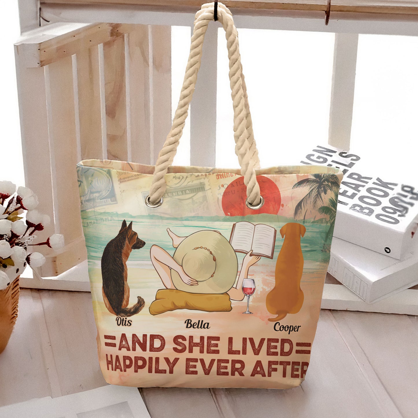 And She Lived Happily Ever After - Personalized Beach Bag