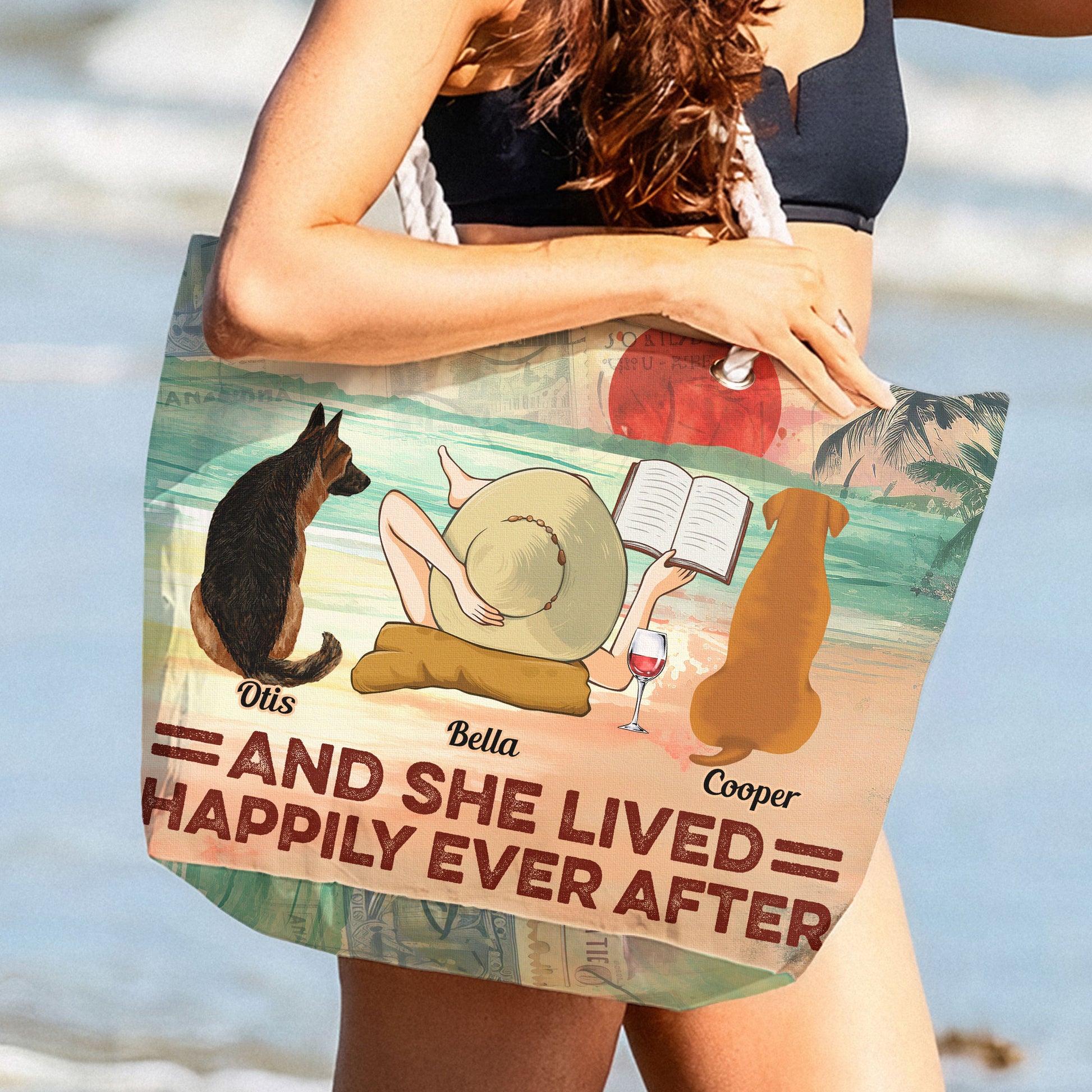 And She Lived Happily Ever After - Personalized Beach Bag