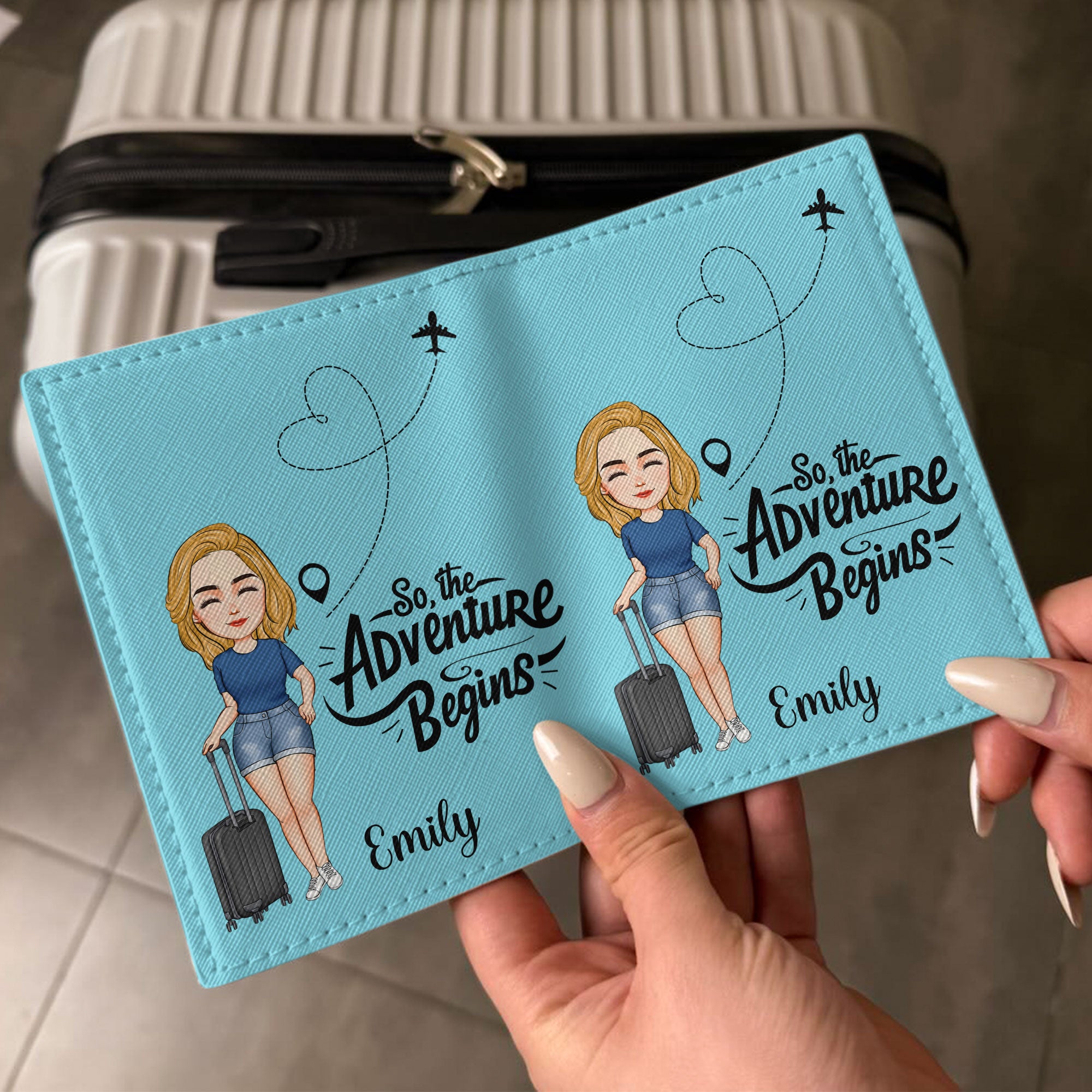 And So The Adventure Begin - Personalized Passport Cover And Luggage Tag Travel Set