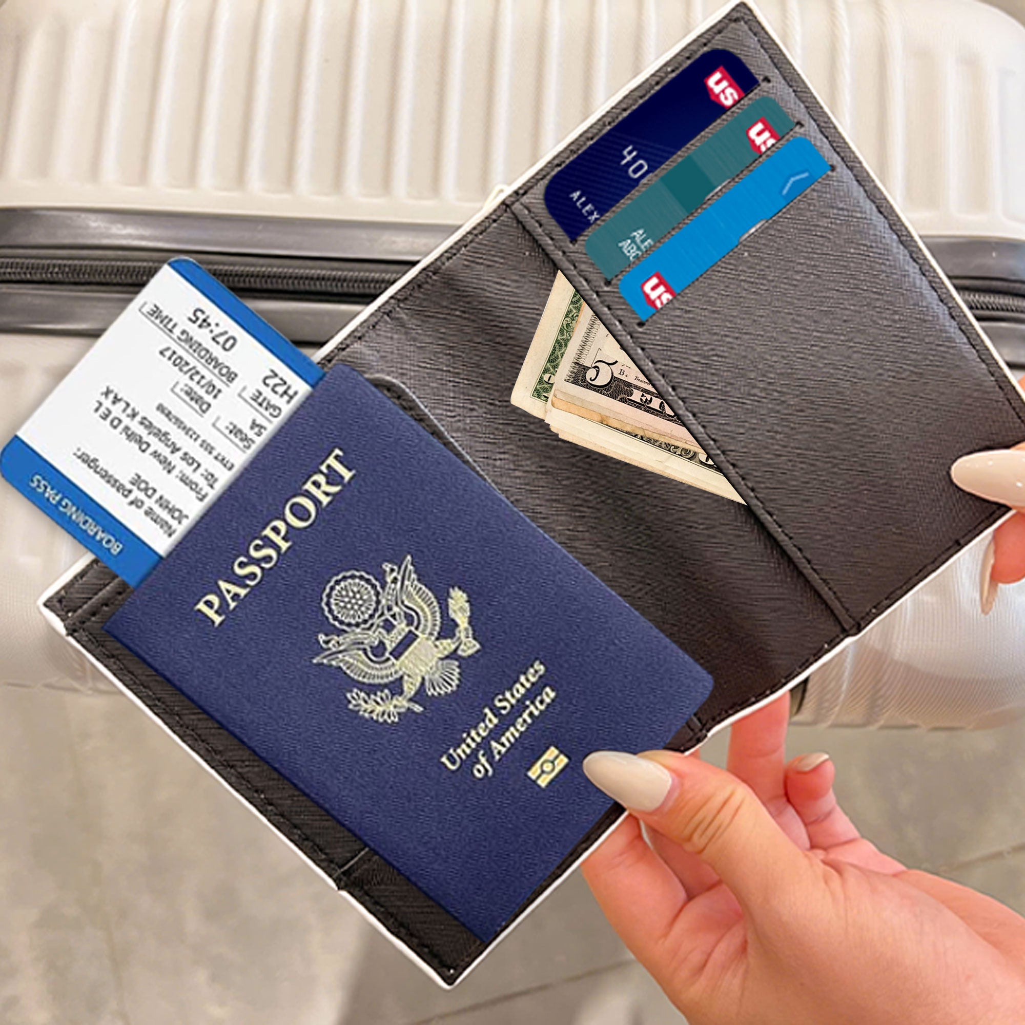 And So The Adventure Begin - Personalized Passport Cover And Luggage Tag Travel Set