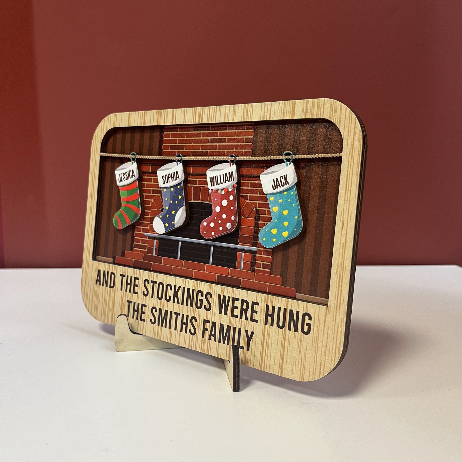 And The Stockings Were Hung - Personalized 2 Layers Wooden Plaque – Macorner