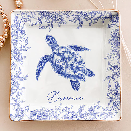 Animal Lovers Vintage Toile De Jouy- Personalized Jewelry Dish