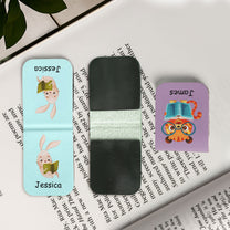 Animal Reading Books, Book Kids - Personalized Leather Magnetic Bookmark