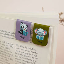Animal Reading Books, Book Kids - Personalized Leather Magnetic Bookmark