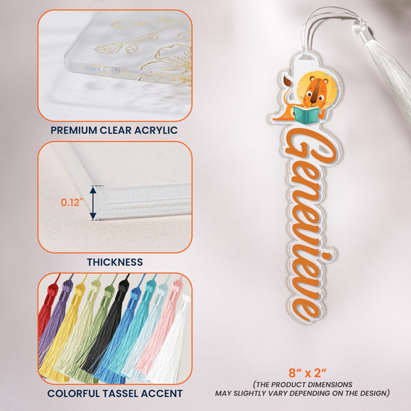 Animal Reading Book, Custom Name Book Lover, Reader For Kids - Custom Acrylic Bookmark
