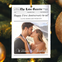 Anniversary Christmas Couples Gifts - The Love Gazette - Personalized Acrylic Photo Ornament