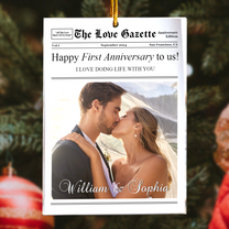 Anniversary Christmas Couples Gifts - The Love Gazette - Personalized Acrylic Photo Ornament