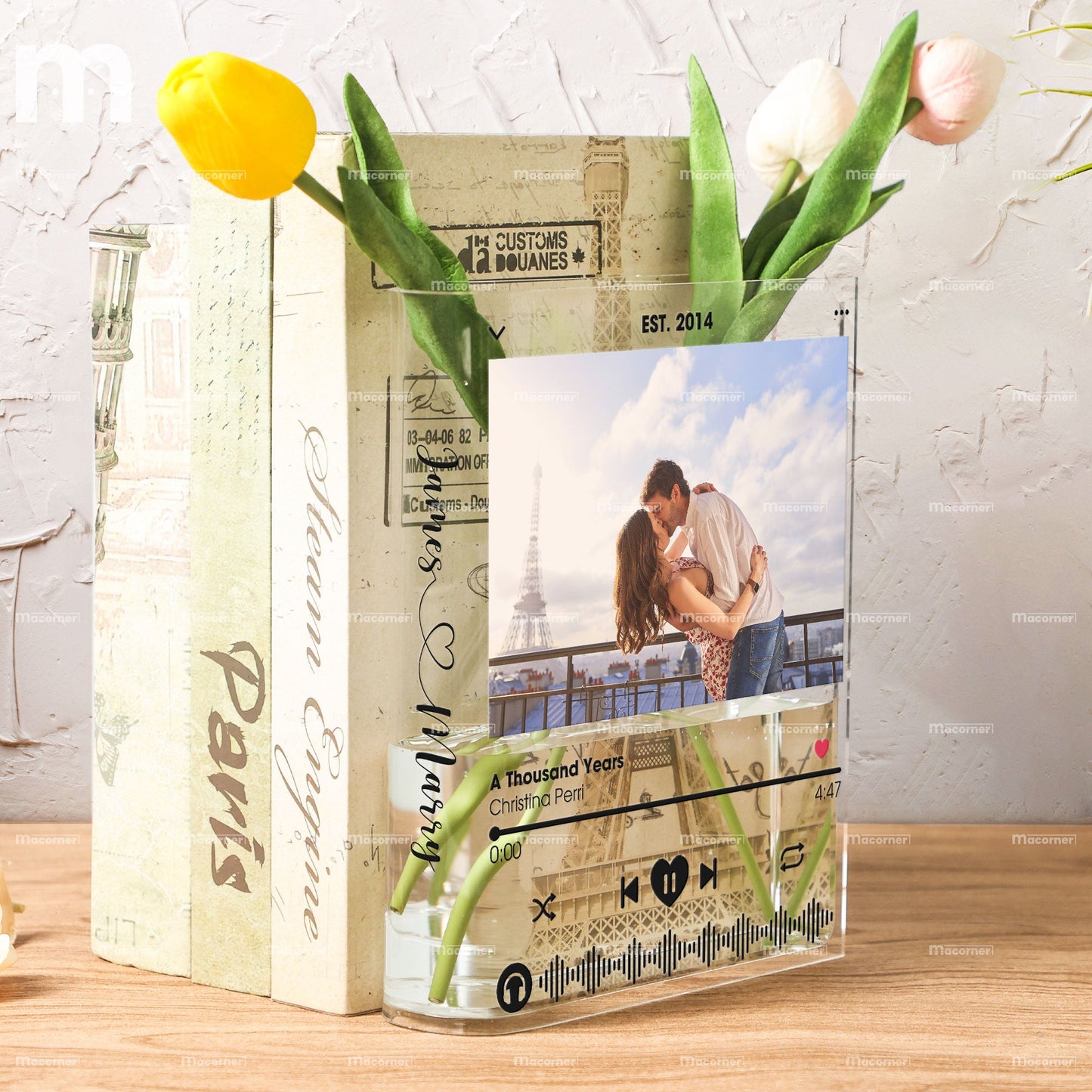 Anniversary Gift Idea Custom Song Title - Personalized Photo Acrylic Book Vase