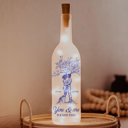 Anniversary Gift Toile De Jouy Style You & Me We Got This - Personalized Bottle Lamp