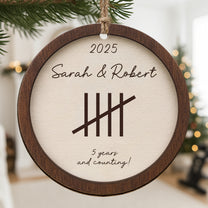 Anniversary Ornament, 5th Anniversary, Any Anniversary Year - Personalized Wooden Ornament