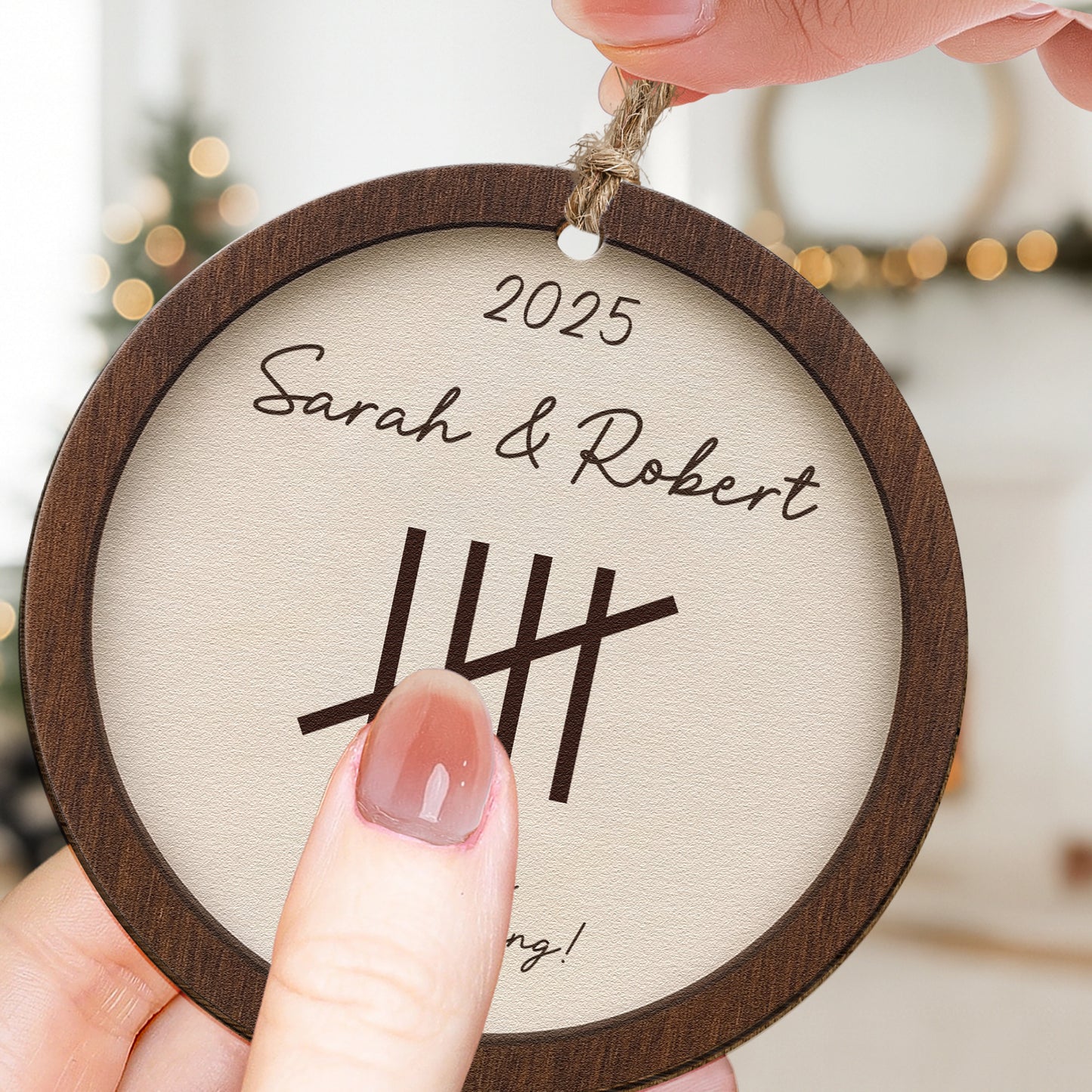 Anniversary Ornament, 5th Anniversary, Any Anniversary Year - Personalized Wooden Ornament
