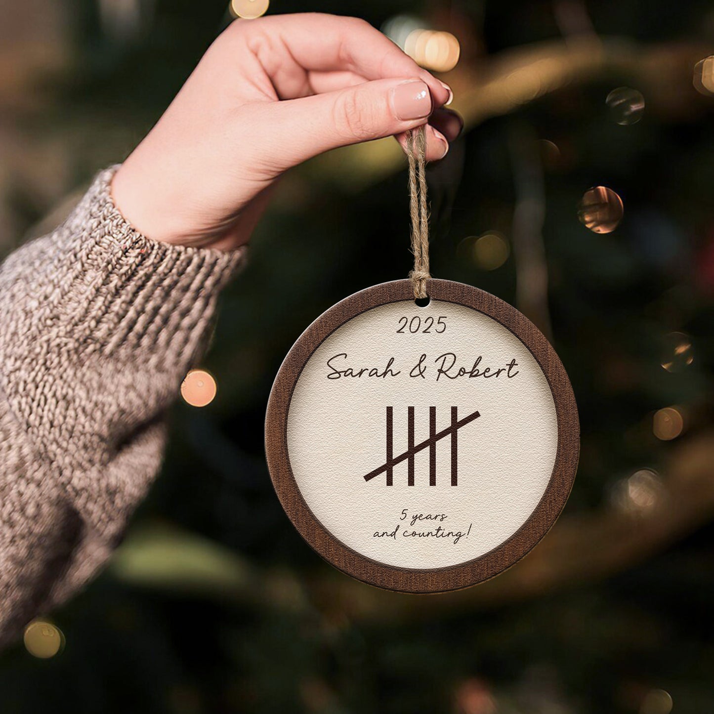 Anniversary Ornament, 5th Anniversary, Any Anniversary Year - Personalized Wooden Ornament