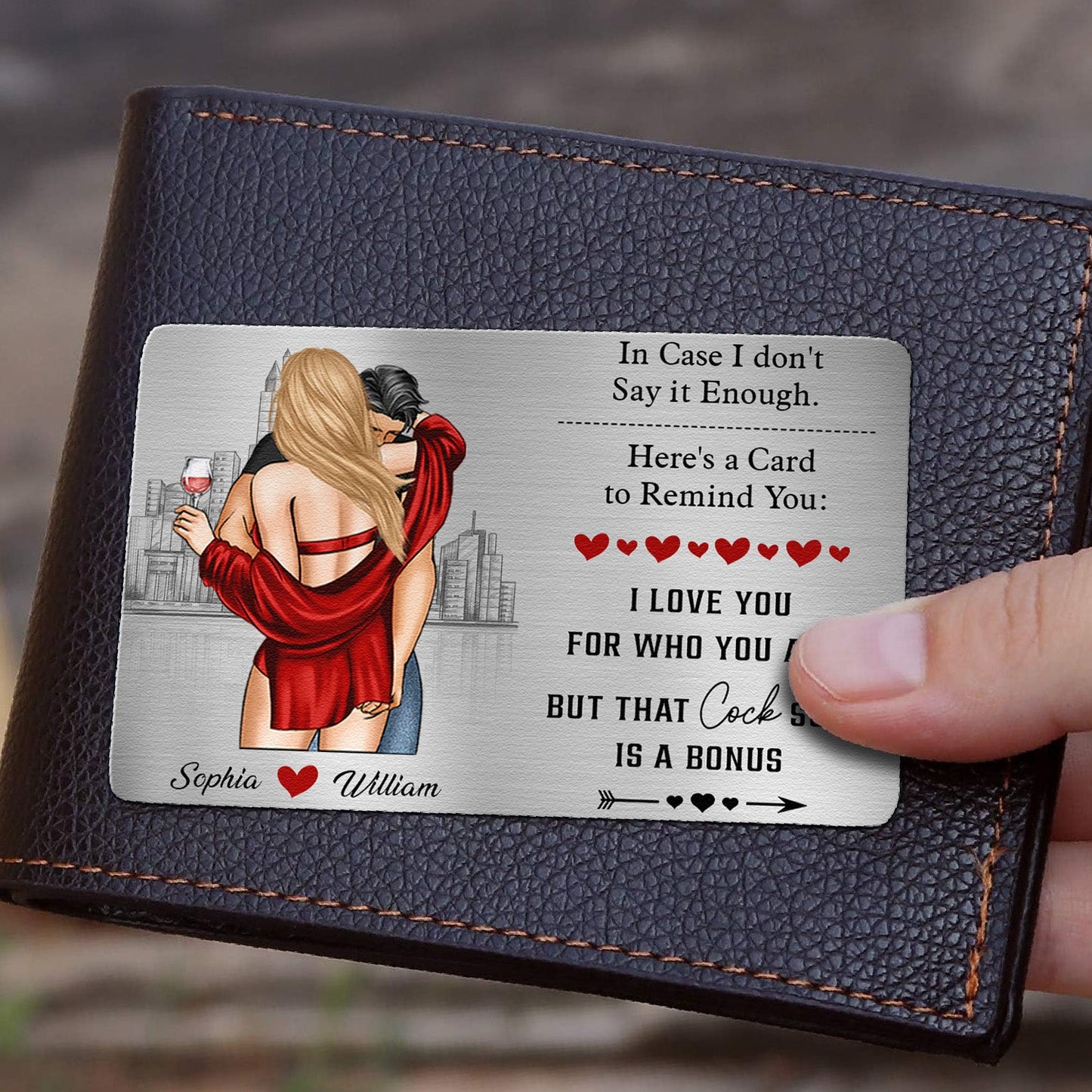 Anniversary Reminder Card For Couples, Him, Her - Personalized Aluminum Wallet Card