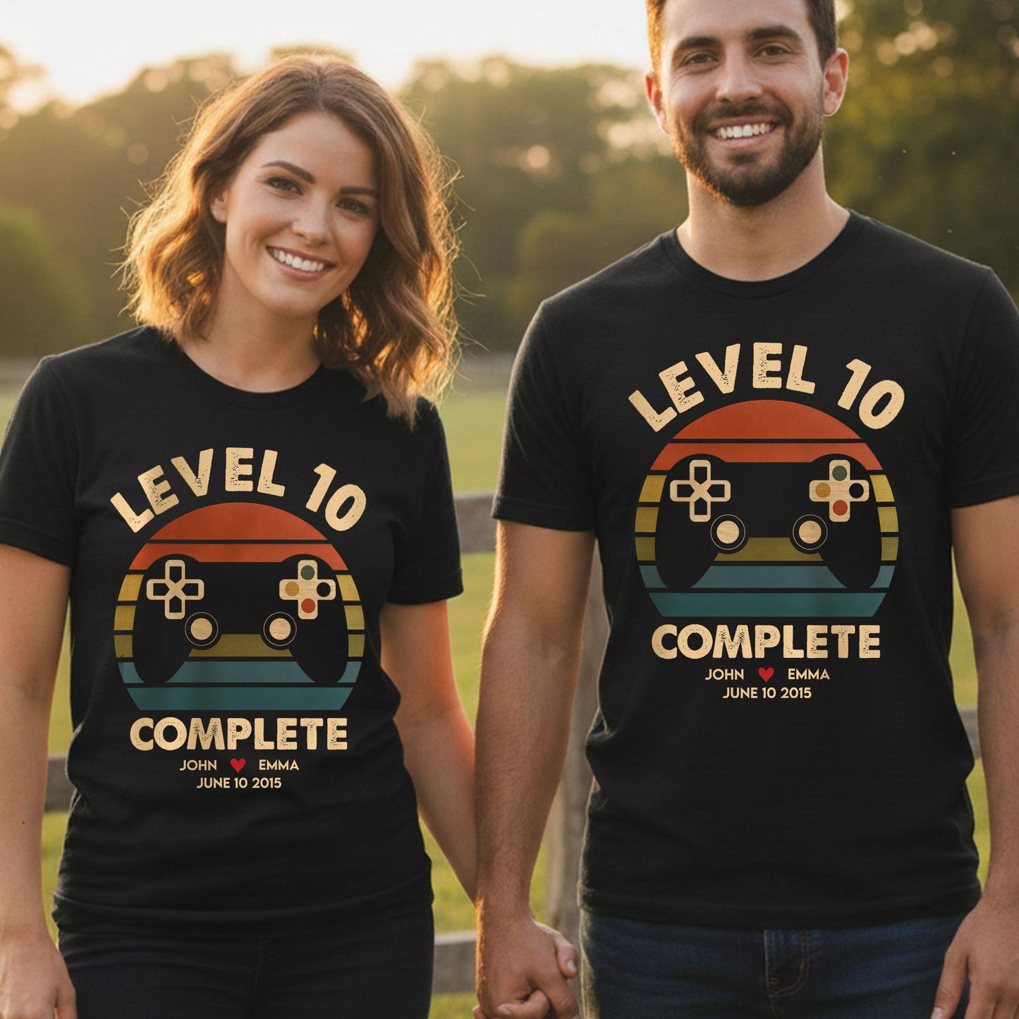 Anniversary Video Gamer, Level Complete - Personalized Couple Shirts