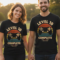 Anniversary Video Gamer, Level Complete - Personalized Couple Shirts