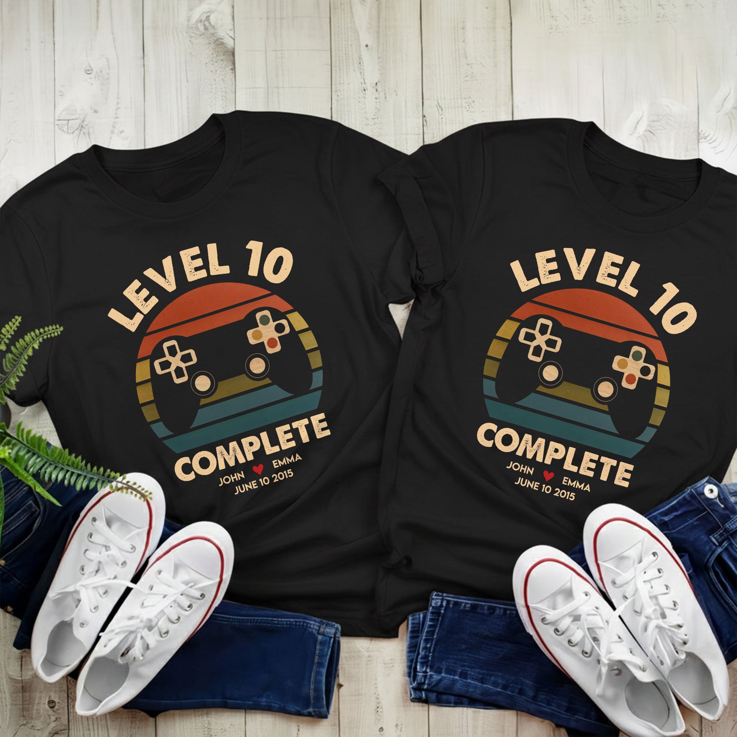 Anniversary Video Gamer, Level Complete - Personalized Couple Shirts