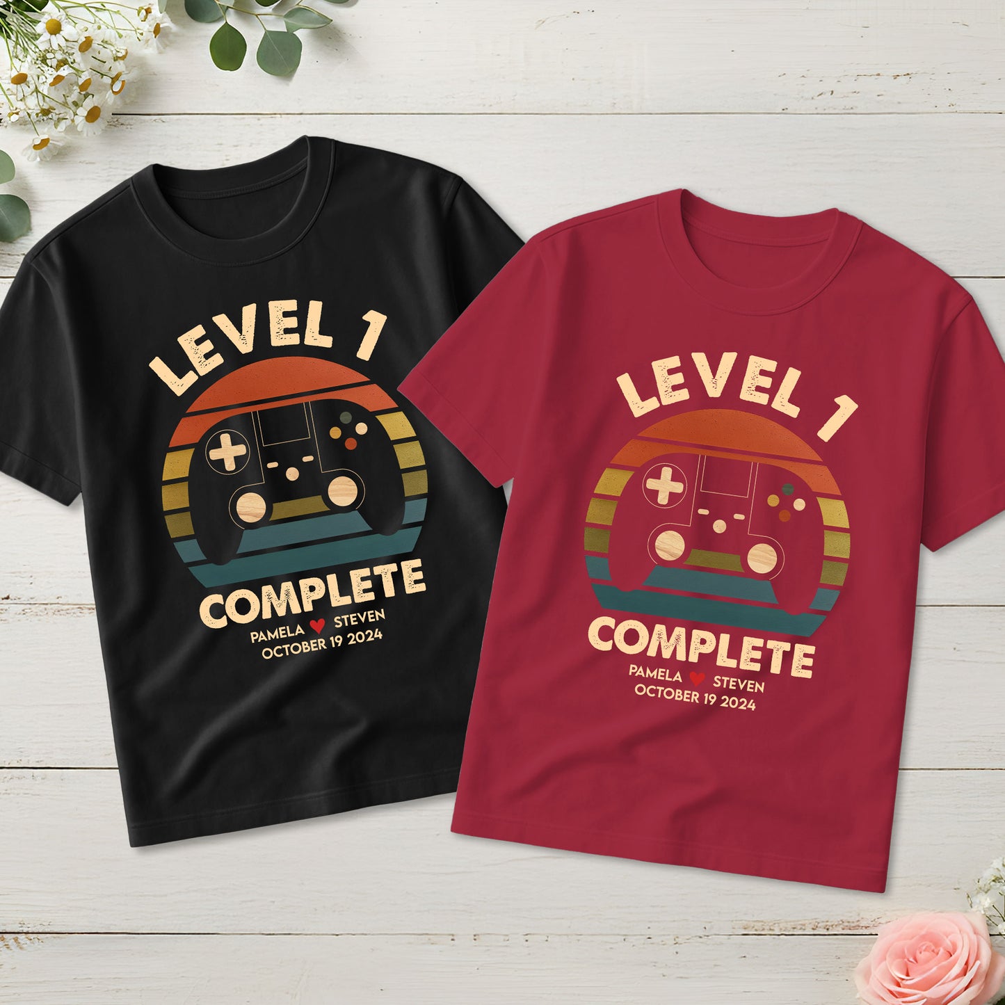 Anniversary Video Gamer, Level Complete - Personalized Couple Shirts