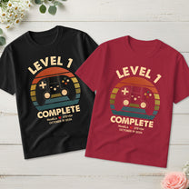 Anniversary Video Gamer, Level Complete - Personalized Couple Shirts