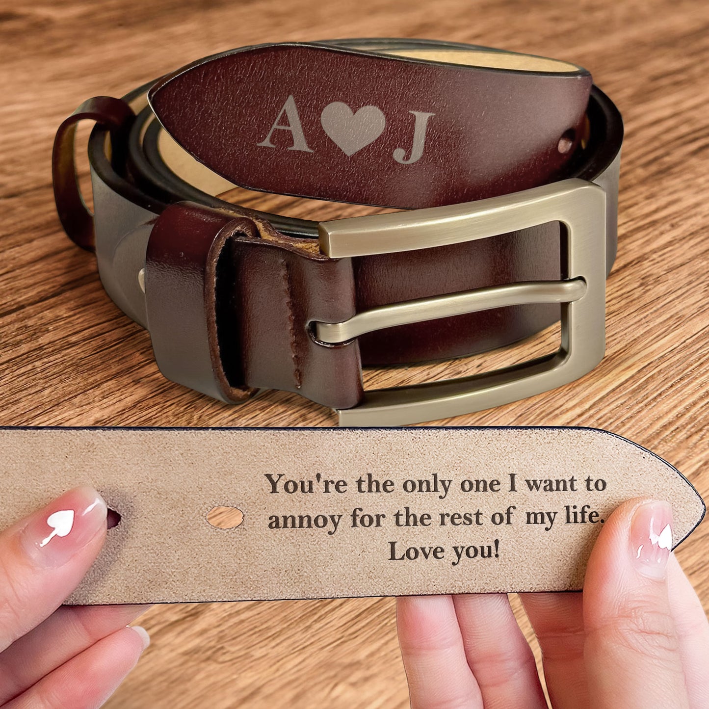 Anniversary Gift Secret Message For Him - Personalized Engraved Leather Belt