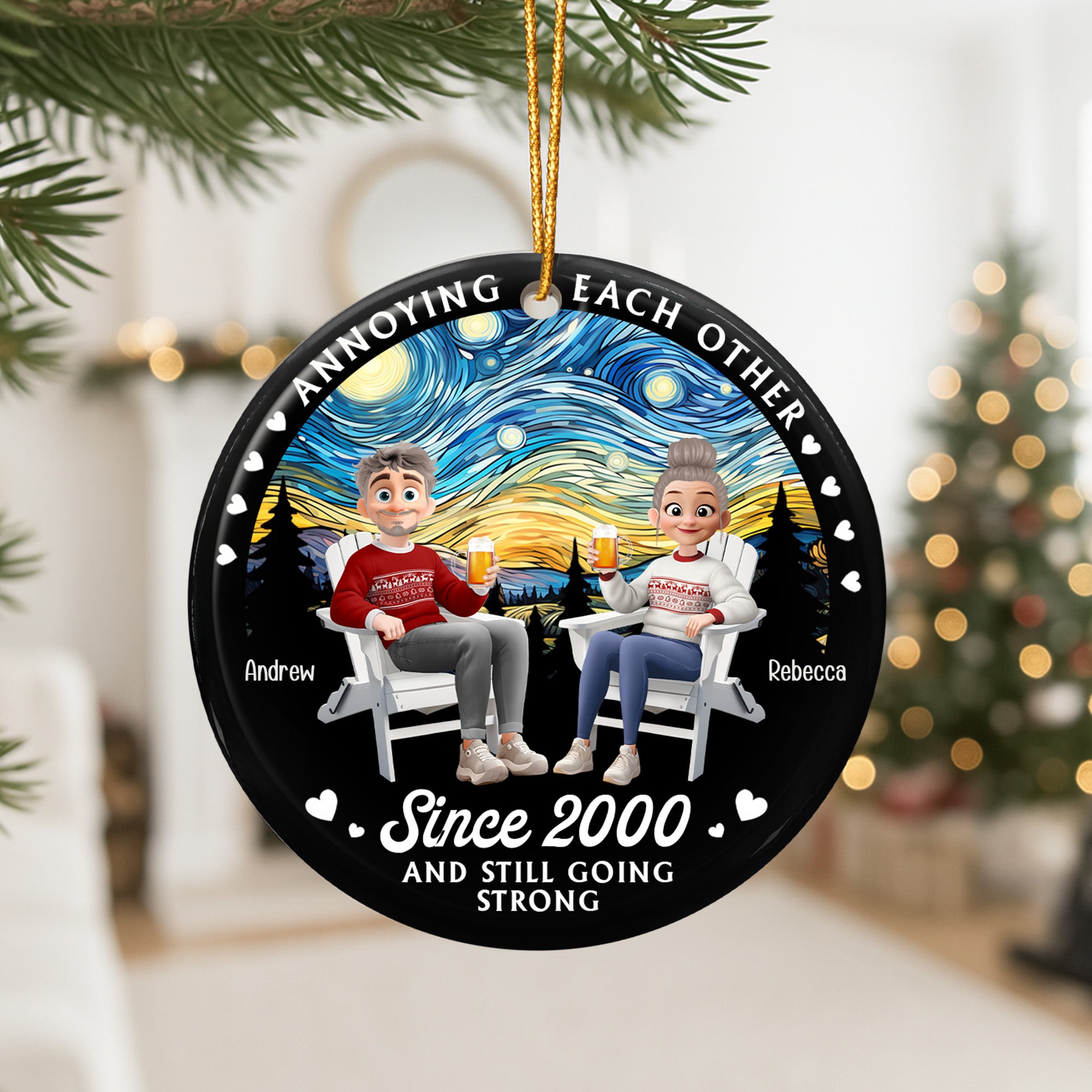 Annoying Each Other Couple Christmas Ornament - Personalized Ceramic Ornament