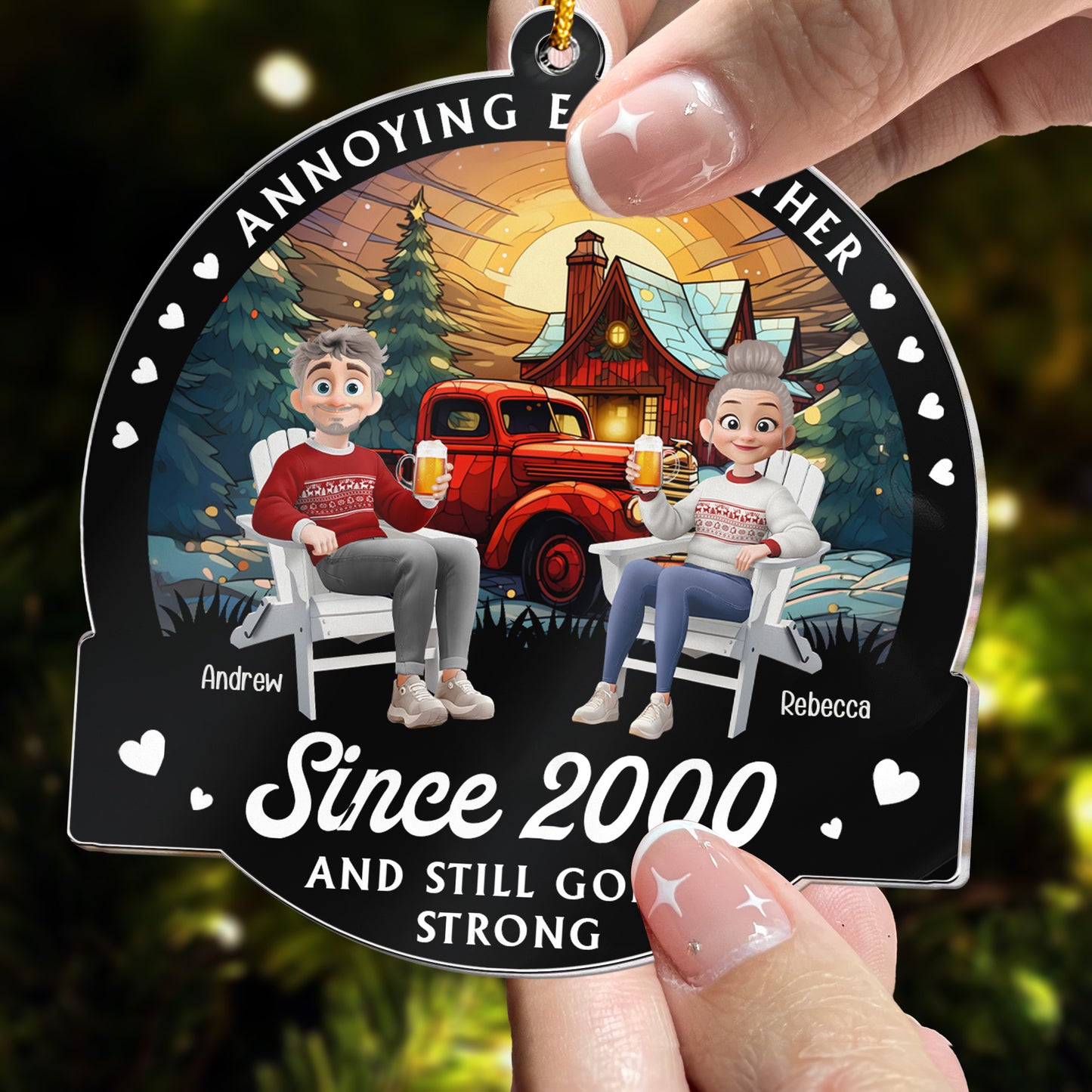 Annoying Each Other Couple Christmas Ornament Ver 2 - Personalized Acrylic Ornament